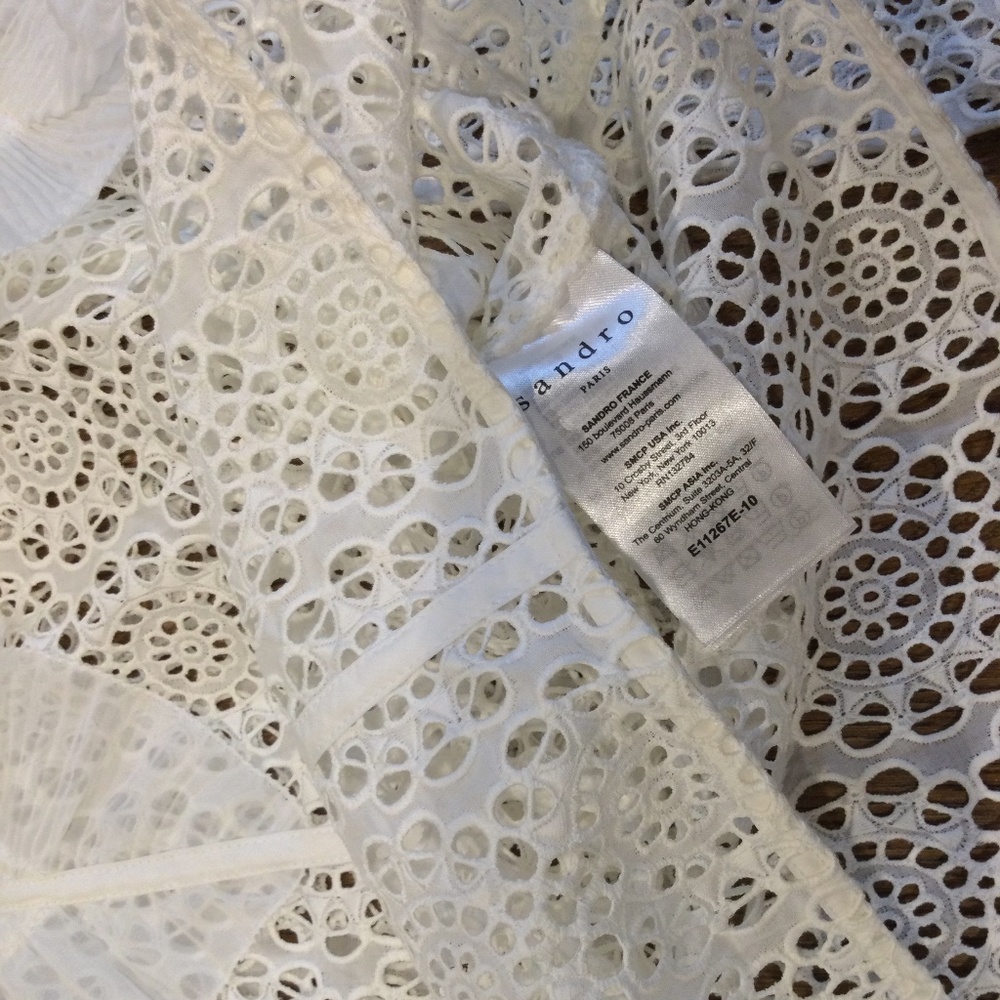 New! Sandro Bonnie Cold Shoulder White Lace Top Women’s SIZE 1 - Picture 8 of 11